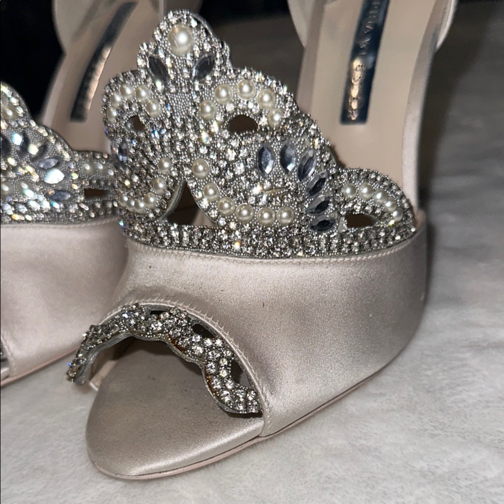 Sophia Webster White - Silver SZ 11 / 41 Royalty Sandles Crystal Heels - Picture 3 of 16